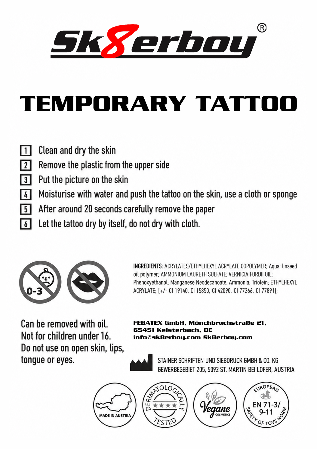 Sk8erboy® SOCKS - SNEAKER SNIFFER temporäre Tattoo