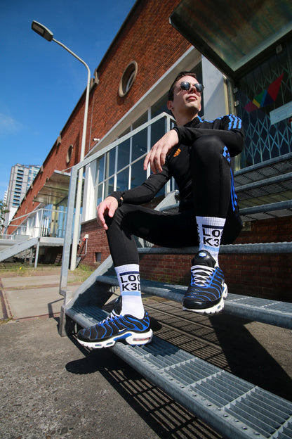 LOCK3D Schriftzug auf dem Schaft der KINK3D® X Sk8erboy® Socks