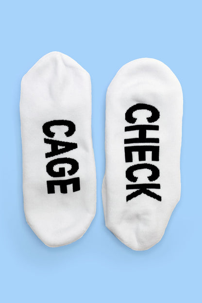 KINK3D® X Sk8erboy® LOCK3D Socks mit CAGE und CHECK Schriftzügen auf den Sohlen